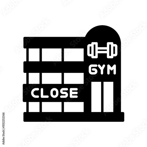Gym Closed Glyph Icon, Vector illustration