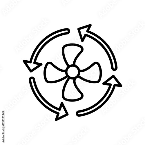Ventilation Outline Icon, Vector illustration