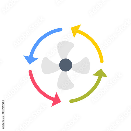 Ventilation Flat Icons, Vector illustration