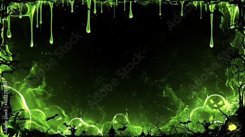 A dark green, spooky background with slime and Halloween elements, perfect for themed designs.