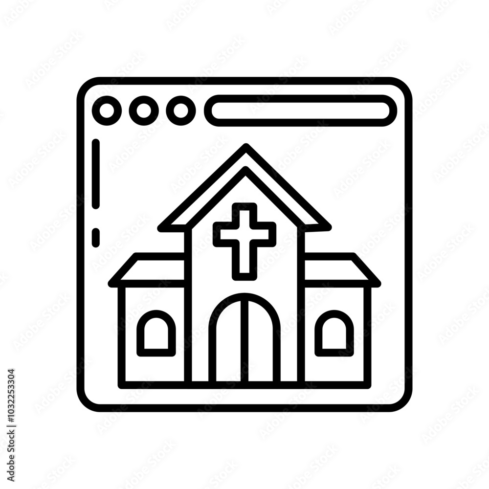 Online Church Services Outline Icon, Vector illustration Online Church Services Outline Icon, Vector illustration