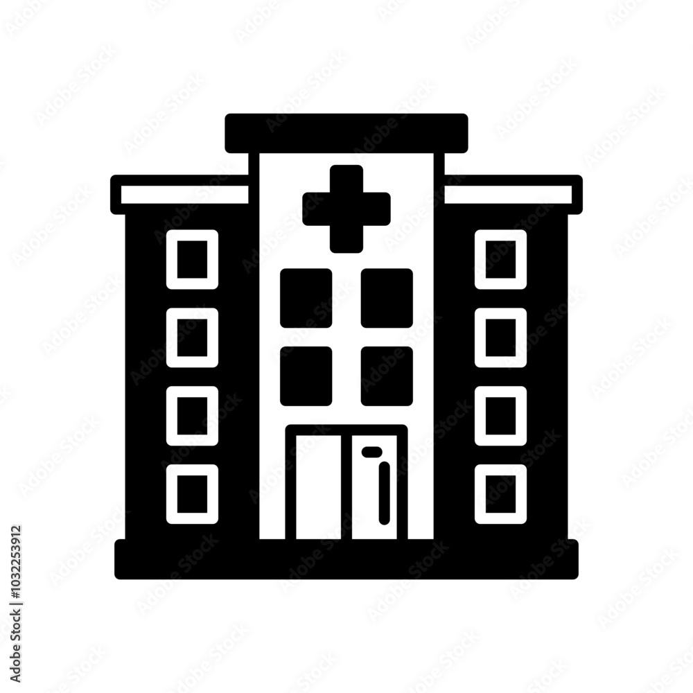 Hospital Glyph Icon, Vector illustration Hospital Glyph Icon, Vector illustration