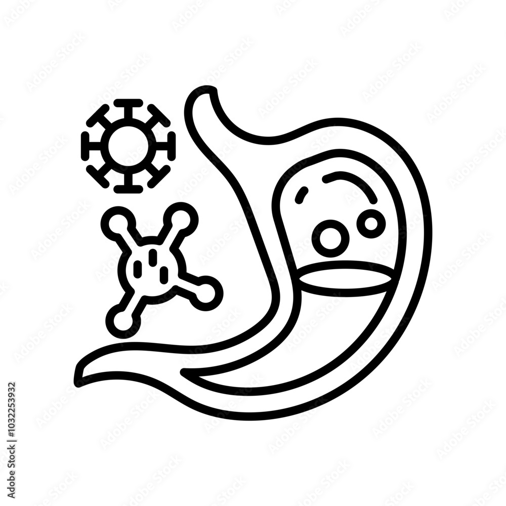 Obraz premium Stomach Infection Outline Icon, Vector illustration