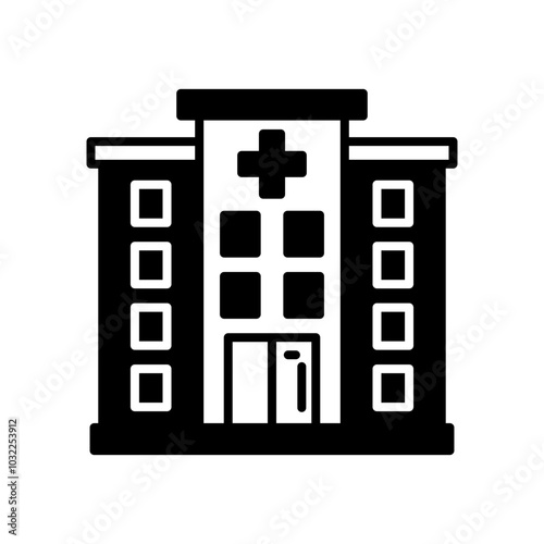 Hospital Glyph Icon, Vector illustration