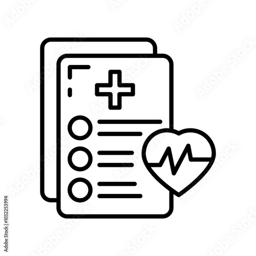 Medical Report Outline Icon, Vector illustration