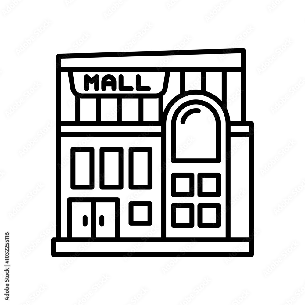 Shopping Mall Outline Icon, Vector illustration Shopping Mall Outline Icon, Vector illustration