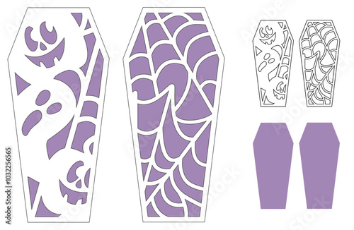 Halloween bookmarks svg, Spider web and scary face pumpkin, layered papercut