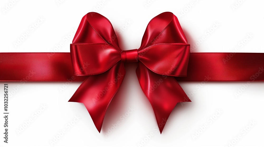 A vibrant red ribbon tied in a bow, perfect for adding a festive touch to gifts or decorations for any celebration. A vibrant red ribbon tied in a bow, perfect for adding a festive touch to gifts or decorations for any celebration.