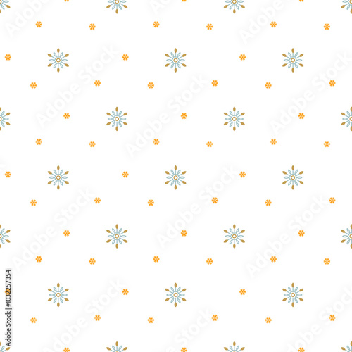 Winterly cool vector pattern with filigree snowflakes.