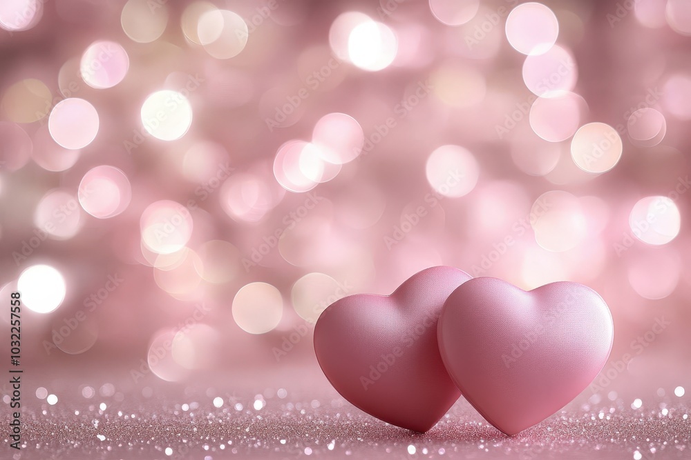 Romantic Pink Hearts with Soft Bokeh Background Romantic Pink Hearts with Soft Bokeh Background