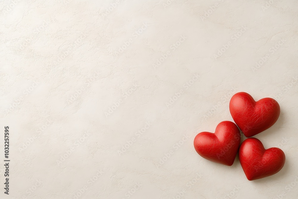 Red Hearts on Soft Background for Romantic Themes Red Hearts on Soft Background for Romantic Themes