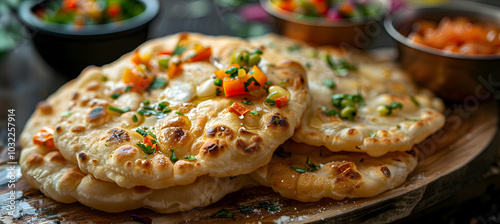 Gourmet bhature with a side of pickled vegetables