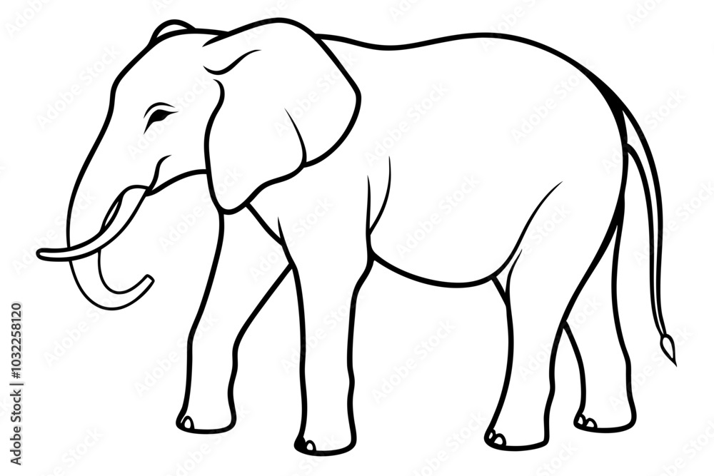 Fototapeta premium elephant line art silhouette vector illustration