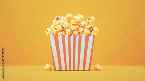 Colorful Popcorn Box on Bright Yellow Background