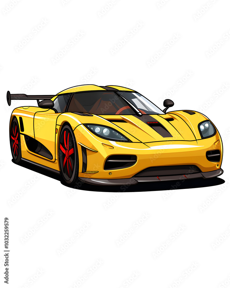 Gelber Sportwagen im Cartoon-Stil (KI generiert)