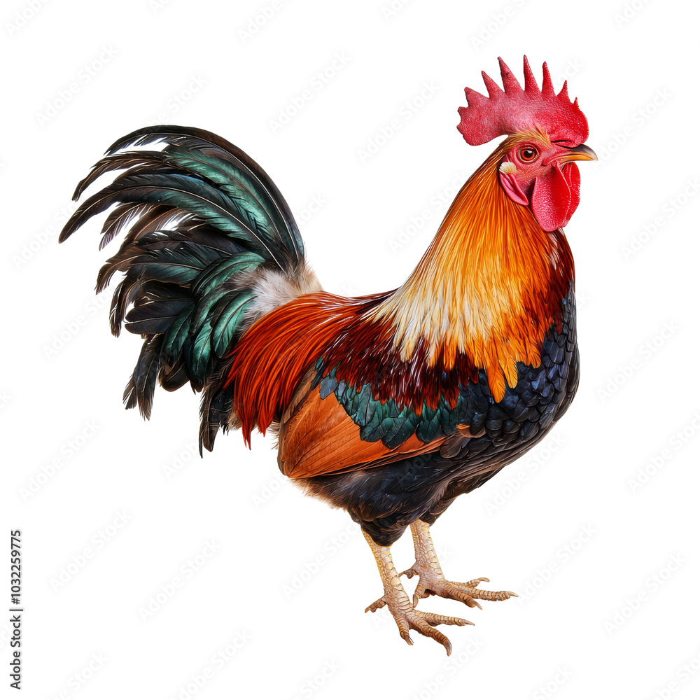 Rooster with Colorful Feathers. Rooster with Colorful Feathers.