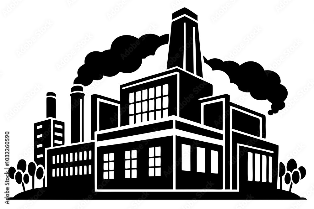 Obraz premium factory silhouette vector illustration