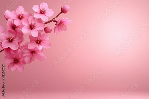 Pink Cherry Blossoms on Soft Background