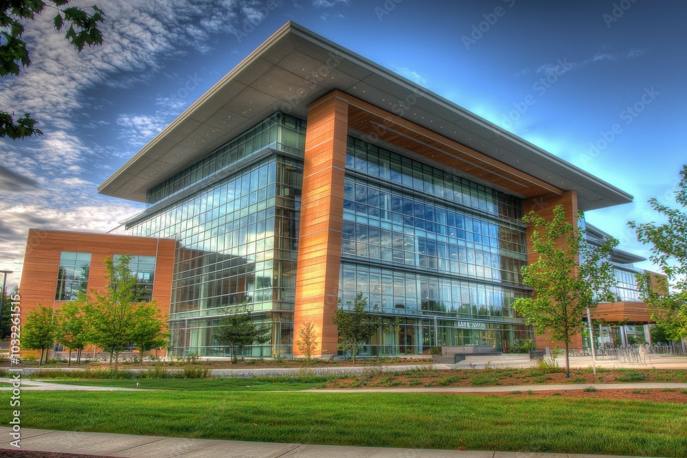 A modern glass and wood building with a sleek design, surrounded by greenery and a clear sky, likely serving as a community or educational space. A modern glass and wood building with a sleek design, surrounded by greenery and a clear sky, likely serving as a community or educational space.