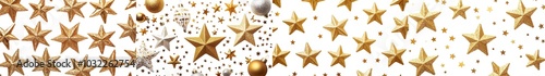 An isolated white background with a glitter gold Christmas star