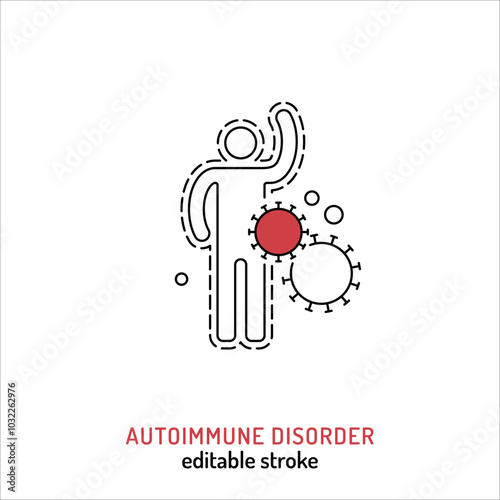 Immune system disorder line icon. Autoimmune syndrome outline sign.