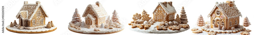 Isolated gingerbread house Christmas cookie