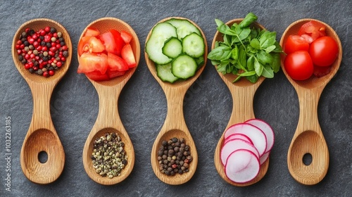 Fresh Ingredients for a Colorful Salad Preparation