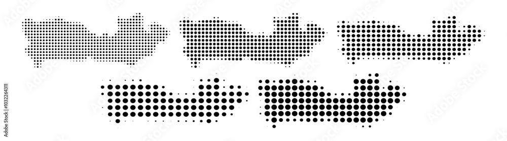 Berkshire Map halftone in different sizes