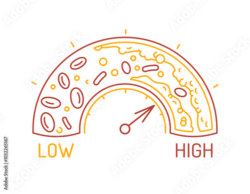 Fat in blood. Outline icon, linear sign. High cholesterol pictogram.