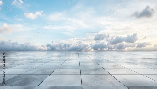 Sky Clouds and Tile Floor Background
