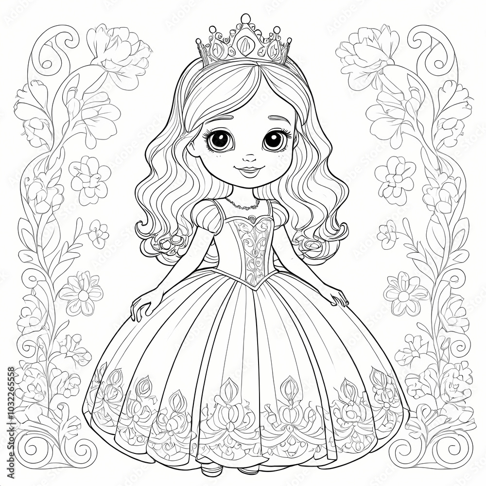 cute little princess coloring book page cute little princess coloring book page