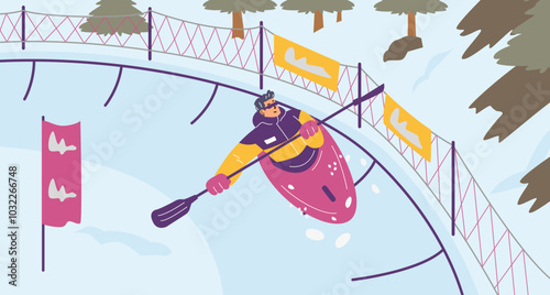 Snow kayaking competition.