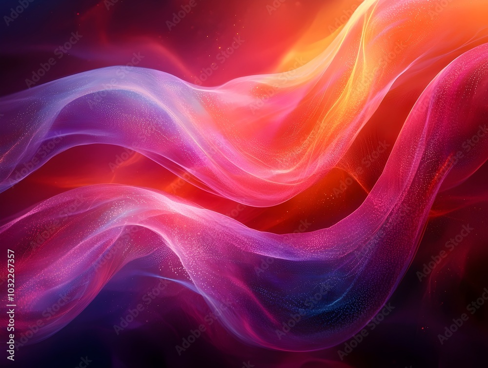 Abstract background with flowing, colorful ribbons and a soft, hazy texture. Abstract background with flowing, colorful ribbons and a soft, hazy texture.