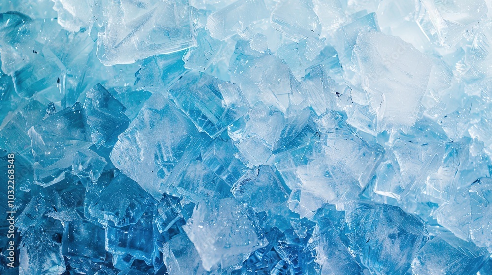 Blue ice texture background with geometric shapes