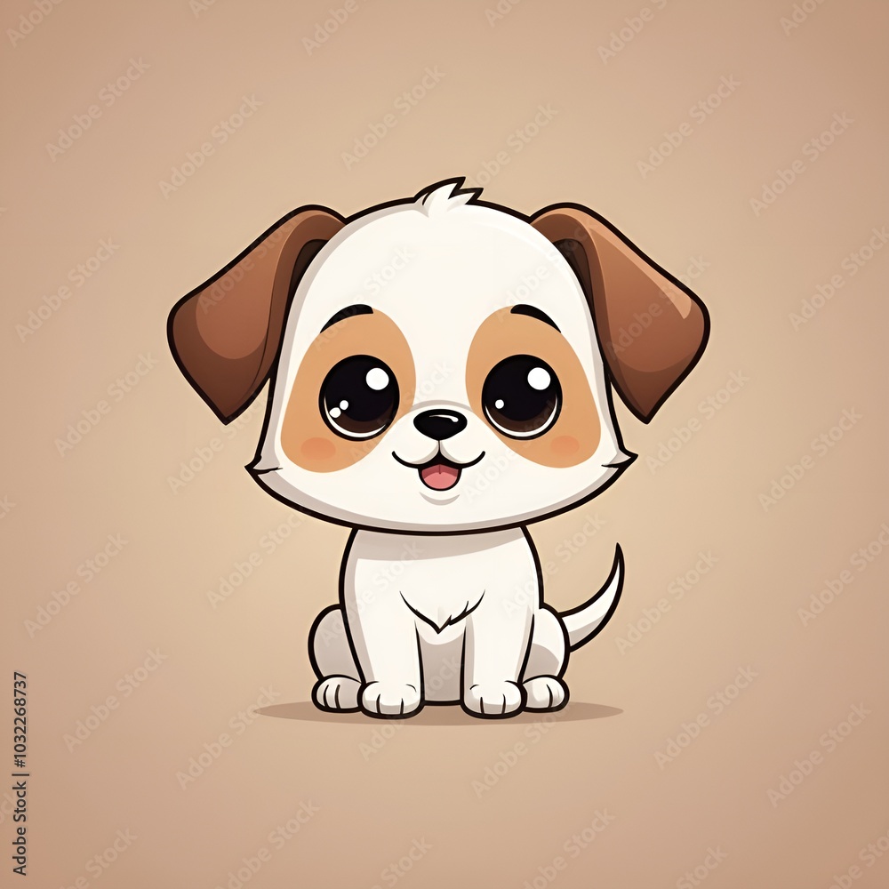 Cute puppy with big eyes and floppy ears, cheerful expression, warm colors, pet illustration Cute puppy with big eyes and floppy ears, cheerful expression, warm colors, pet illustration