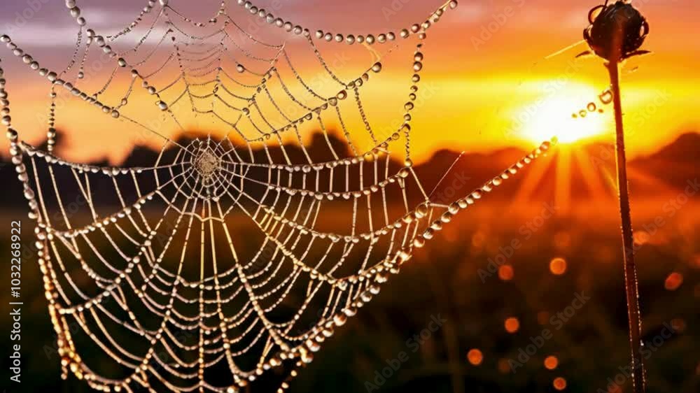 spider web with dew drops