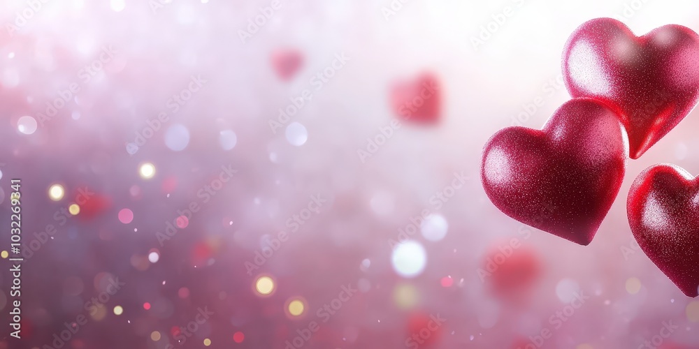 Shining Hearts Against a Soft Background Shining Hearts Against a Soft Background