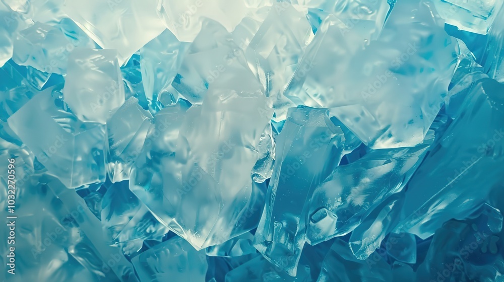 Obraz premium Blue ice texture background with geometric shapes