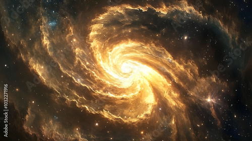 A celestial masterpiece of swirling gas clouds and radiant stars creating a breathtaking view of the cosmos