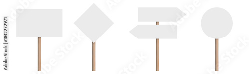 Blank wooden stake signs in various shapes