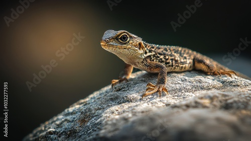 Close-Up of a Tiny Lizard on a Rock