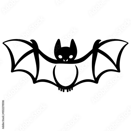 Cartoon Bat with Outstretched Wings Design