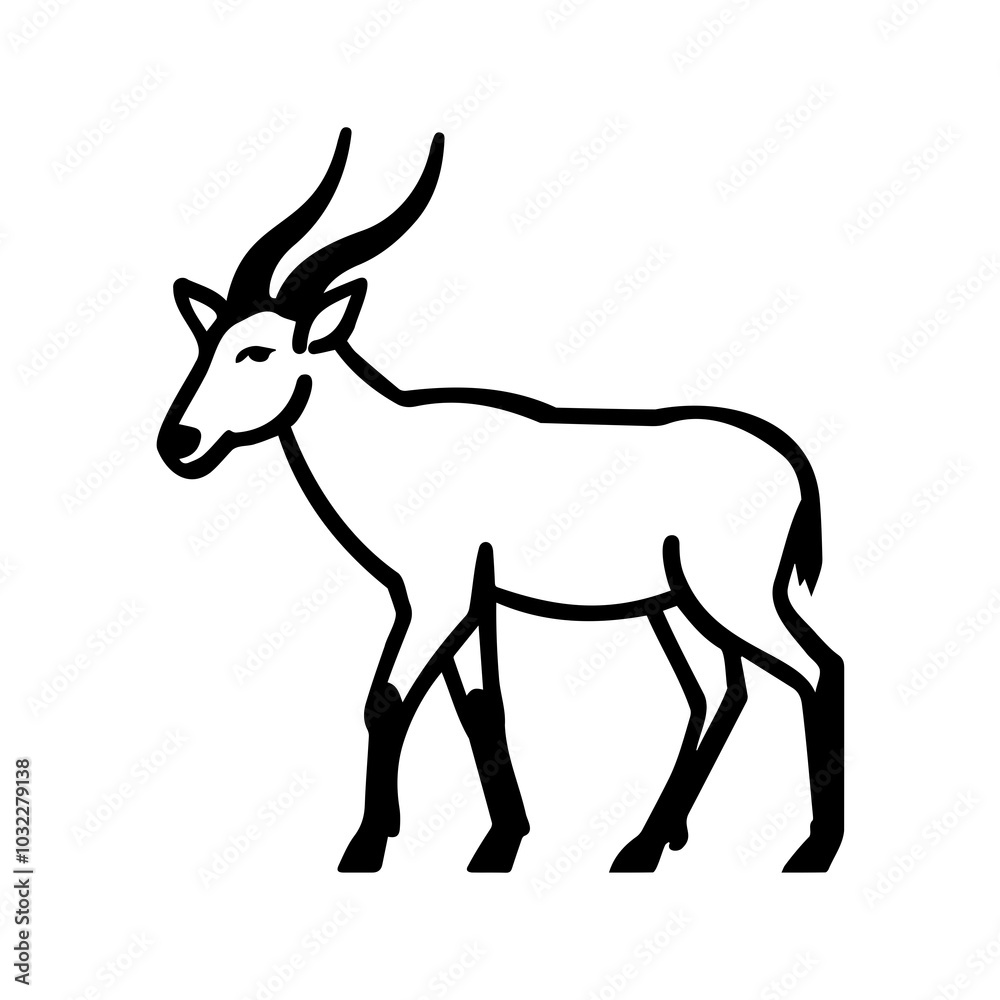 Simple Line Art of a Goat with Horns Simple Line Art of a Goat with Horns