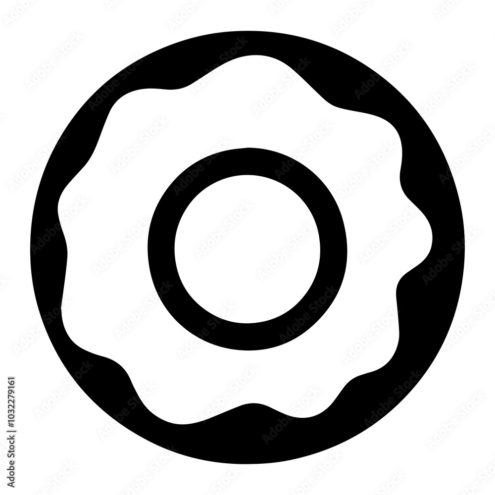 Simple Icon of a Doughnut Shape in Black and White Simple Icon of a Doughnut Shape in Black and White