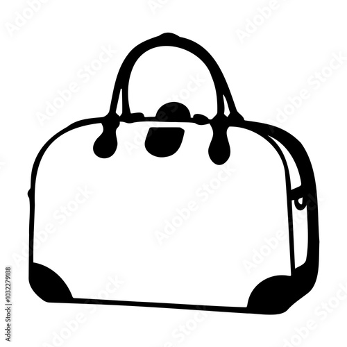 Minimalist Black and White Travel Bag Illustration