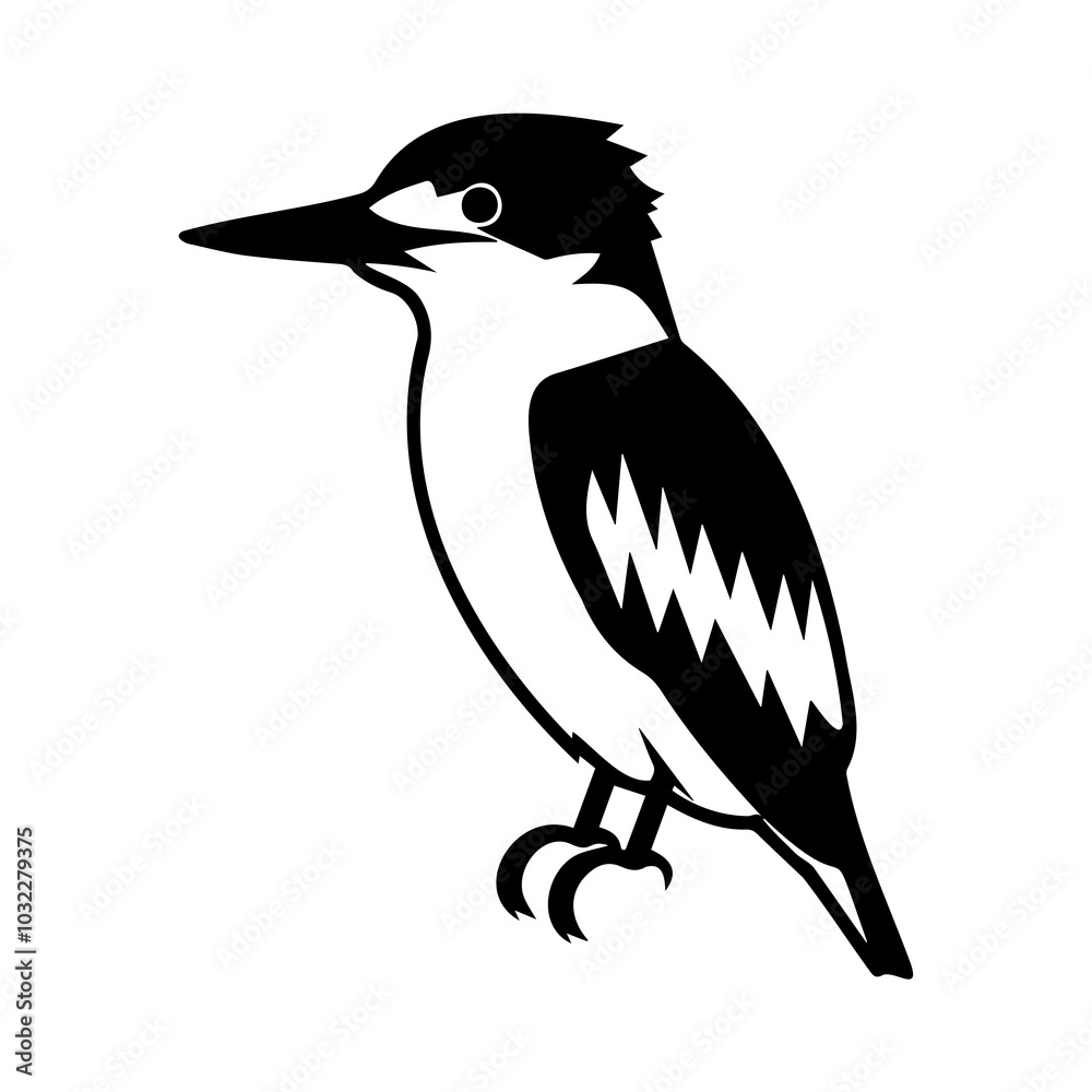 Obraz premium Elegant Black and White Woodpecker Illustration