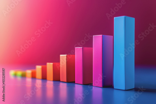 Bold and colorful bar graph, minimalist style, side view, clear and vibrant visual representation. Free Download Bold and colorful bar graph, minimalist style, side view, clear and vibrant visual representation. - GFXLoad
