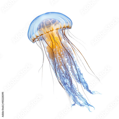 Stunning jellyfish drifting gracefully in clear water, showcasing vibrant colors and translucent body, perfect for nature enthusiasts.