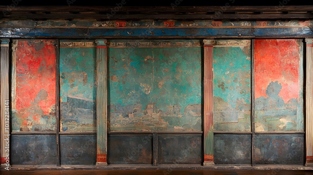Roman Villa Frescoes: Vibrant frescoes adorning villa walls—scenes of mythology, landscapes, and daily life. Roman Villa Frescoes: Vibrant frescoes adorning villa walls—scenes of mythology, landscapes, and daily life.