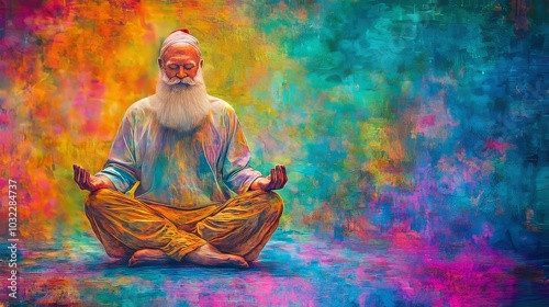 Wallpaper Mural Santa Claus doing yoga, surreal, bright and vibrant colors, digital art Torontodigital.ca